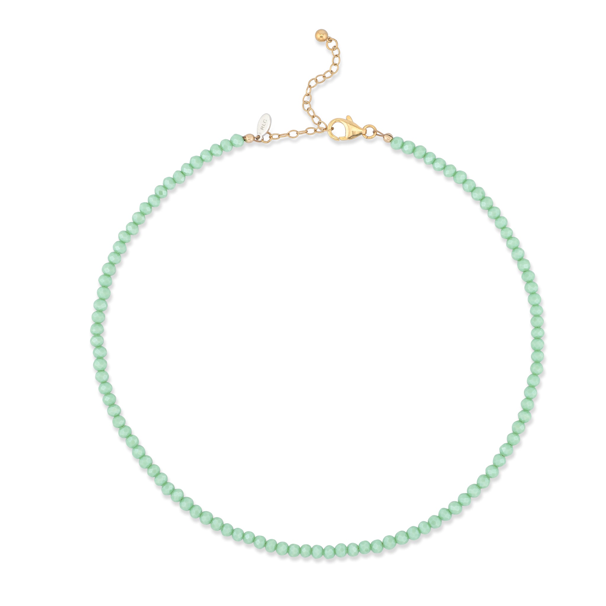 4mm Sparkly Green Crystal Beaded Adjustable Necklace