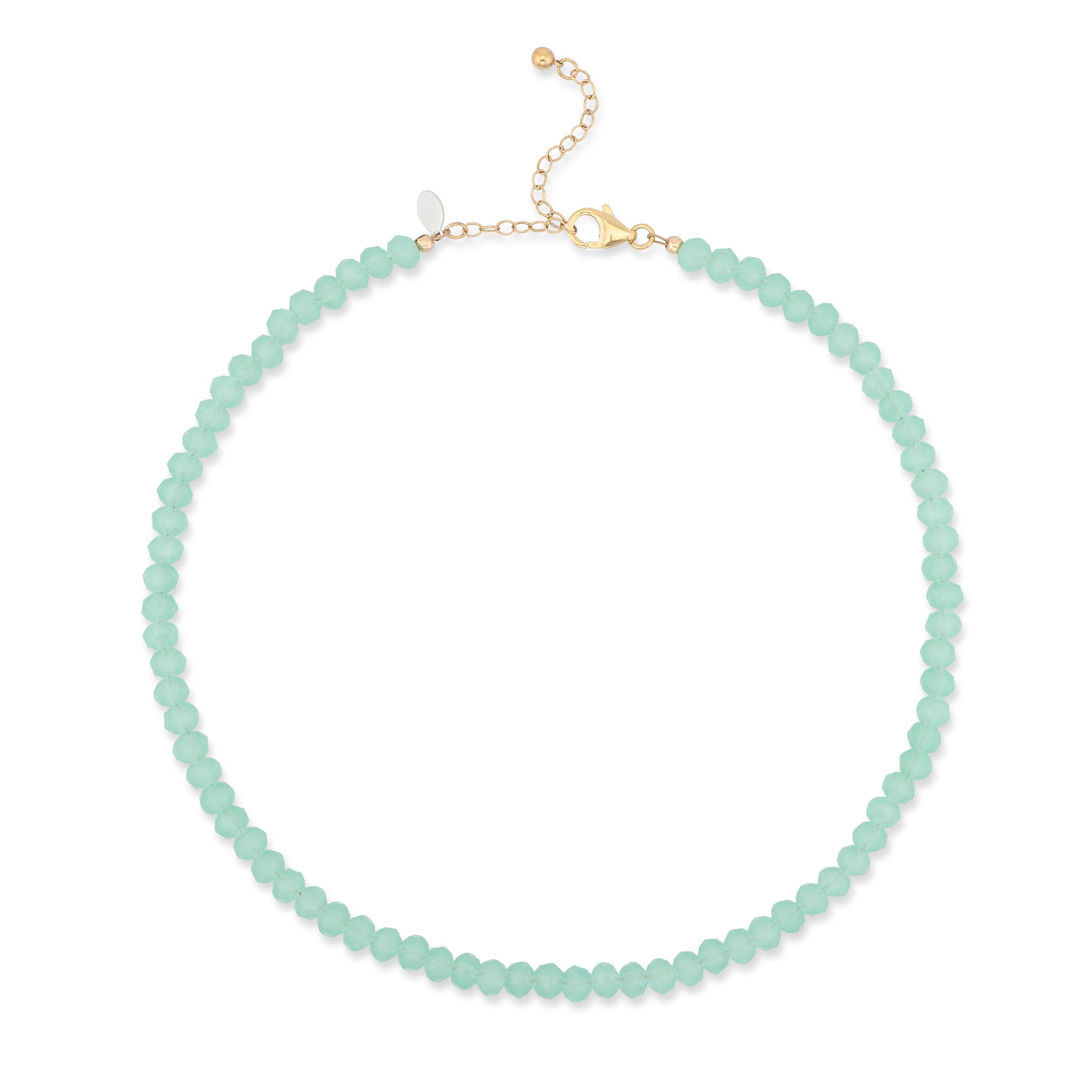 6mm Sheer Mint Green Crystal Beaded Adjustable Necklace