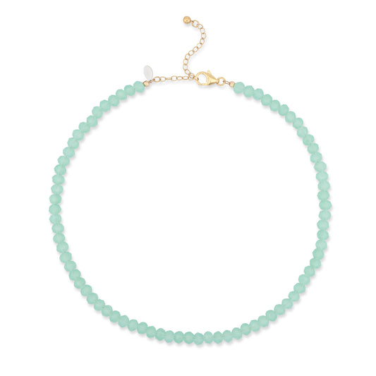 6mm Sheer Mint Green Crystal Beaded Adjustable Necklace