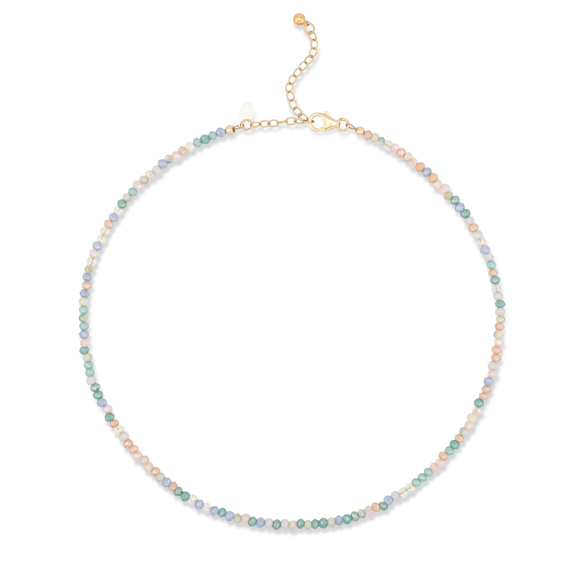 2mm Soft Green Multicolored Crystal Beaded Adjustable 15"-17"