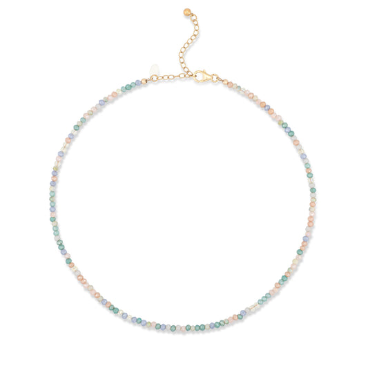2mm Soft Green Multicolored Crystal Beaded Adjustable 15"-17"