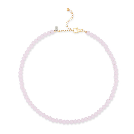 6mm Sheer Pink Crystal Beaded Adjustable Necklace