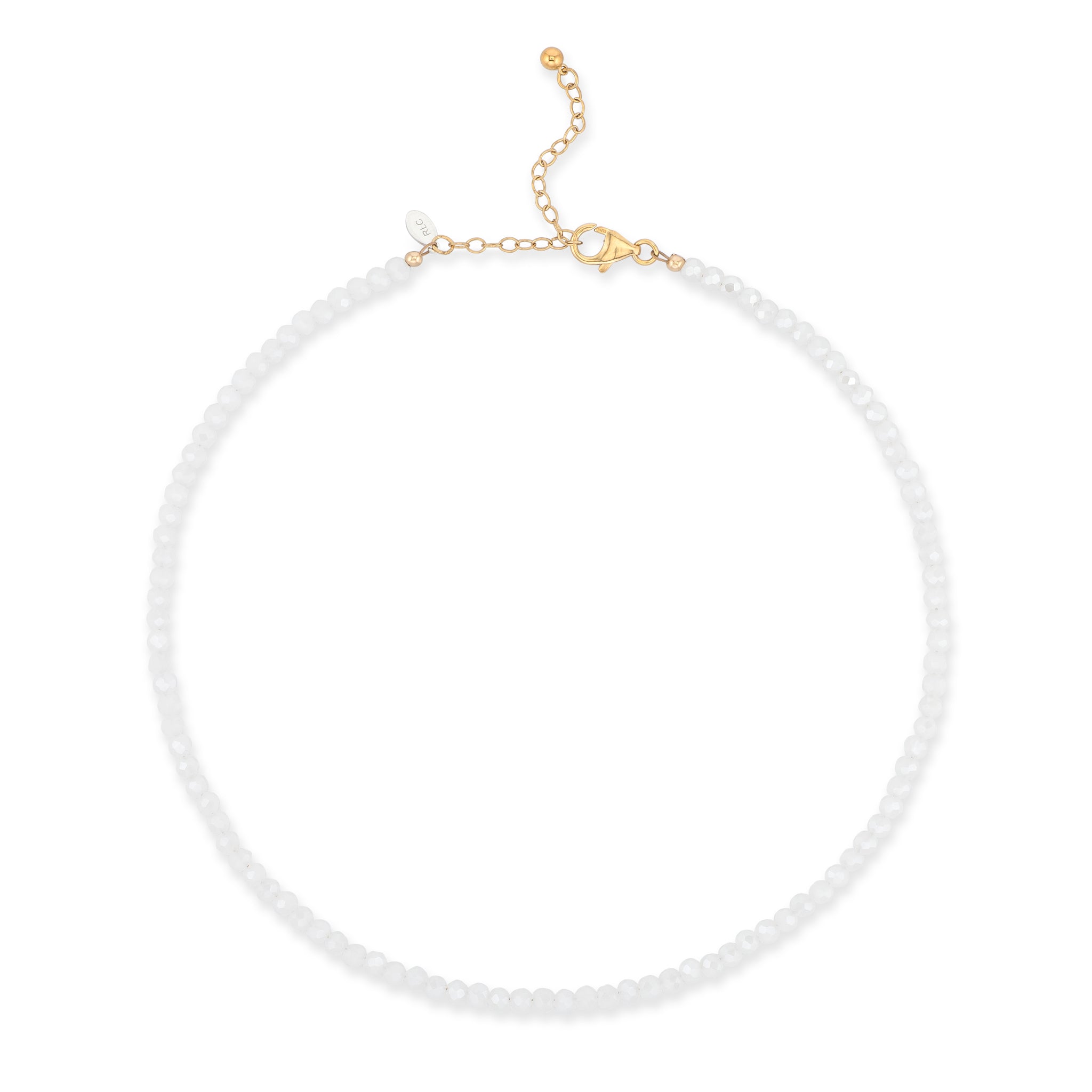 4mm Sparkly White Crystal Beaded Adjustable Necklace