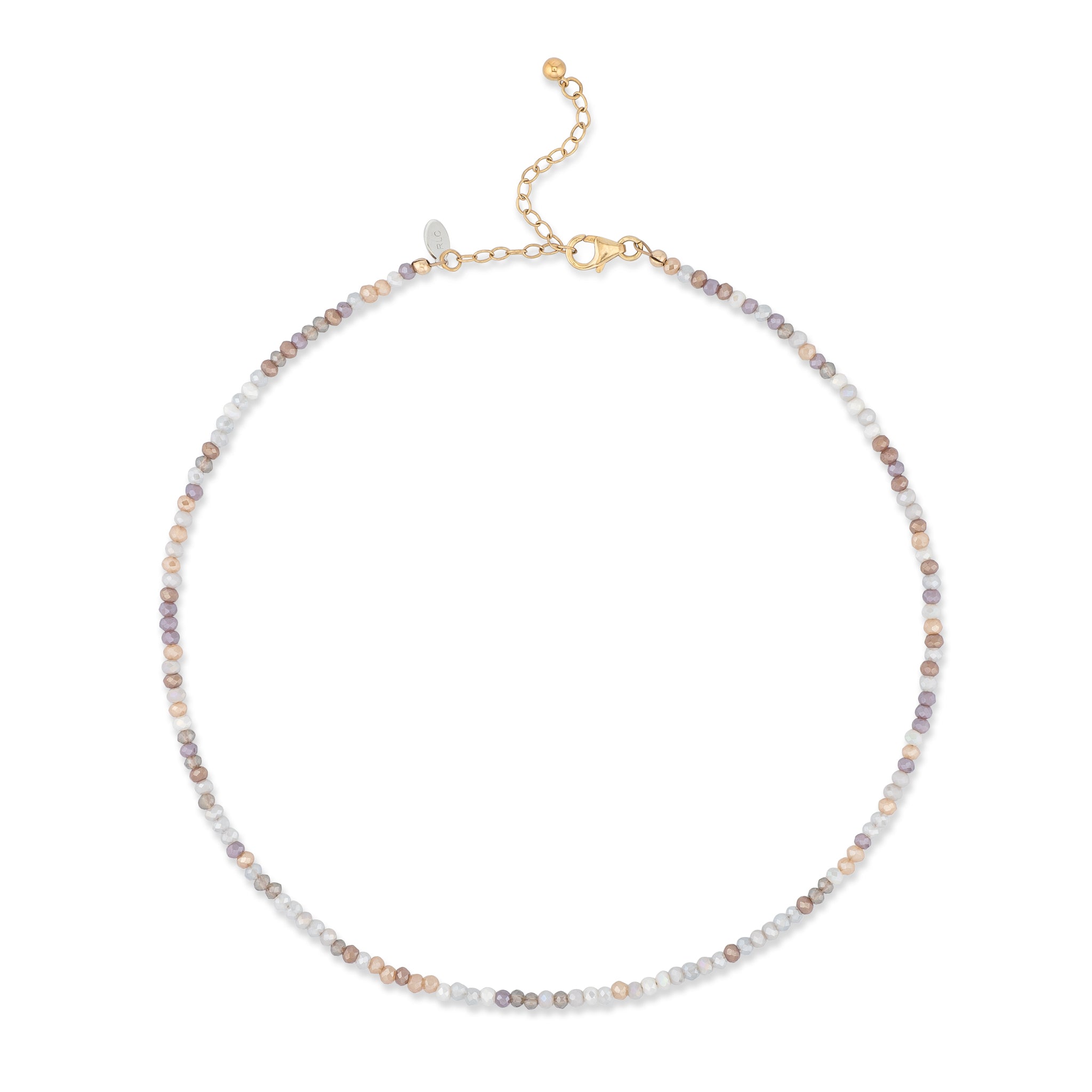 2mm Mocha Multicolored Crystal Beaded Adjustable 15"-17"