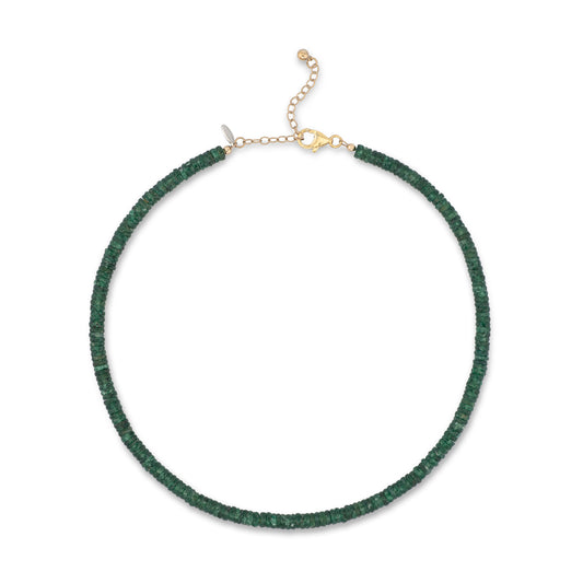 Green Aventurine Adjustable Beaded Necklace 15"-17"