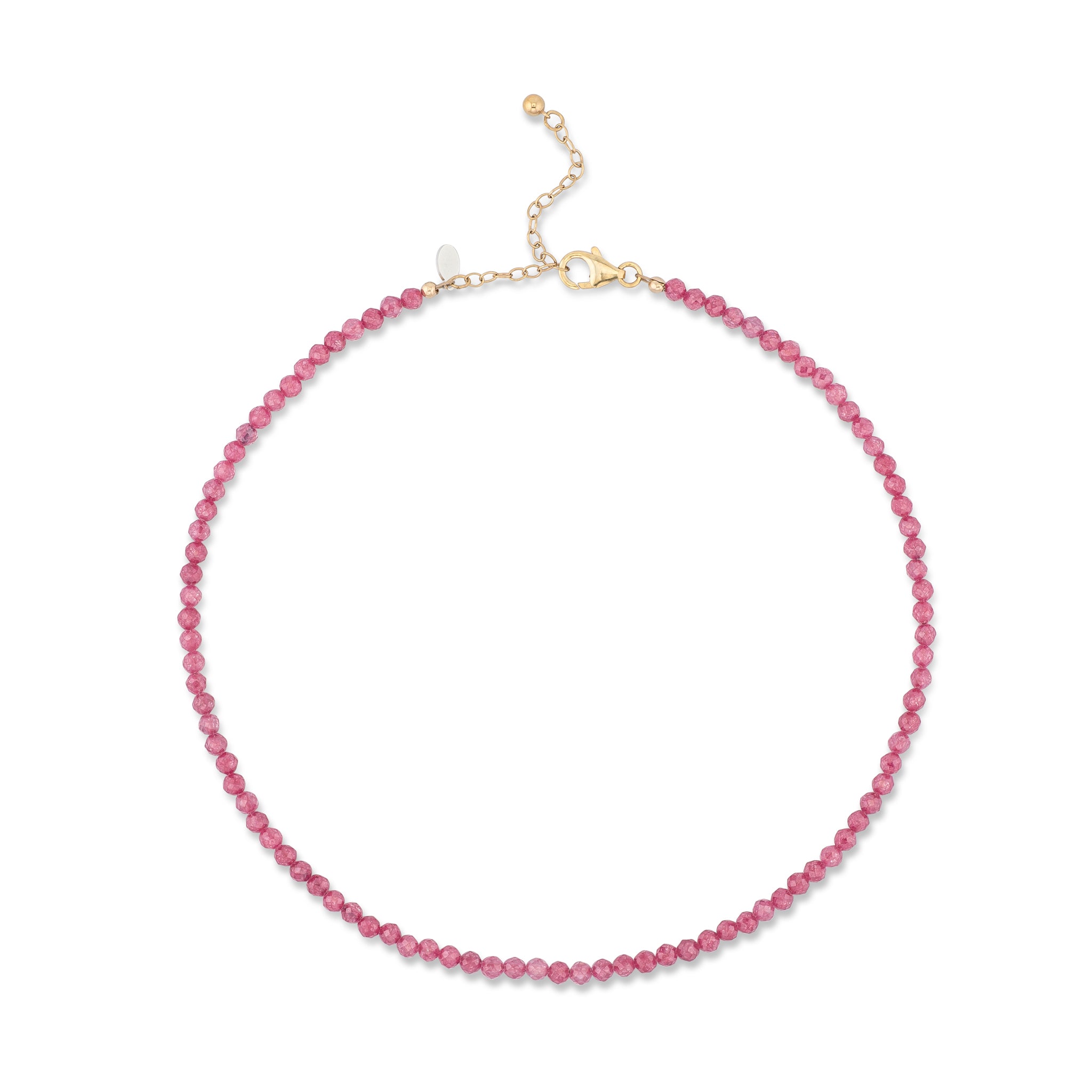 4mm Pink Cubic Zirconia Beaded Adjustable 15"-17"