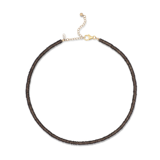 Smokey Quartz Adjustable Beaded Necklace 15"-17"