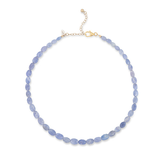 Hackmanite Oval Adjustable Beaded Necklace 15"-17"