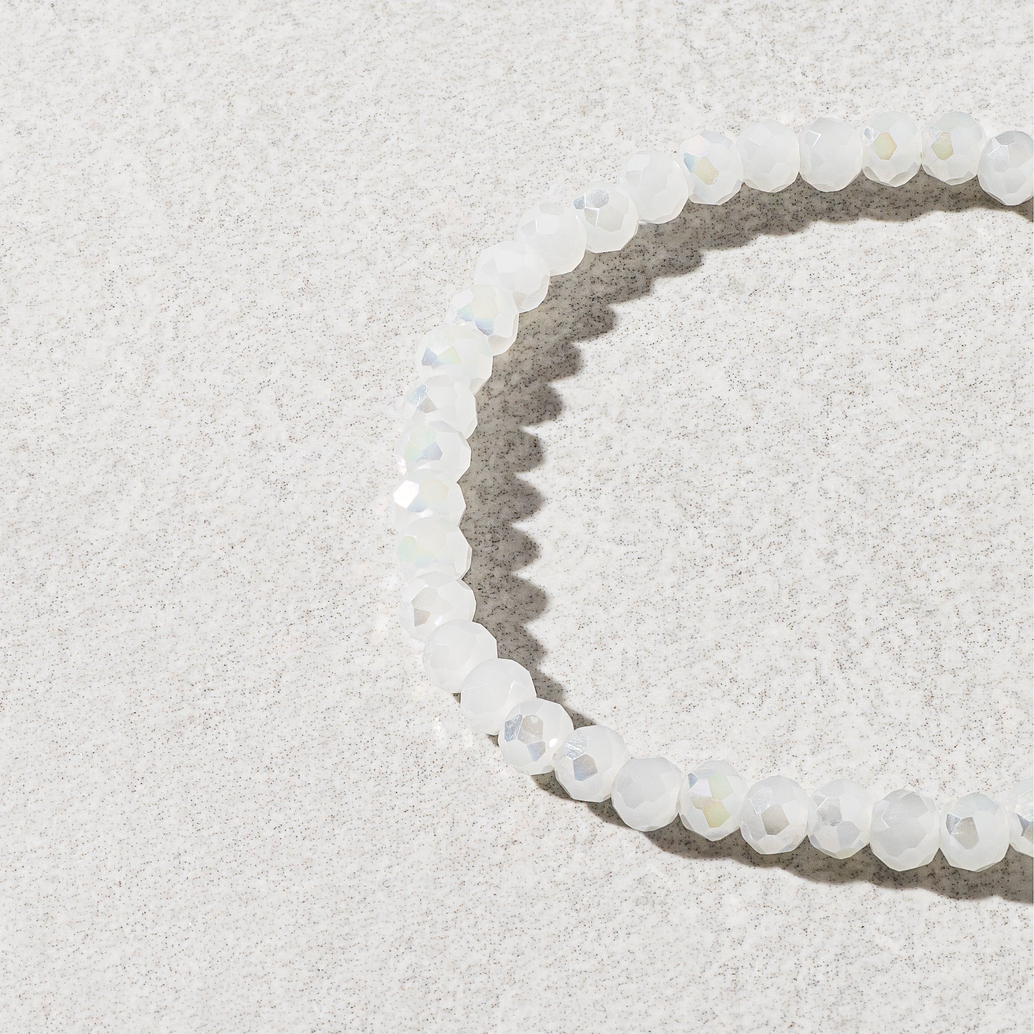 6mm Sparkly White Crystal Beaded Bracelet