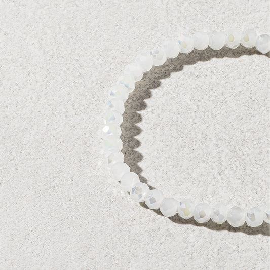 6mm Sparkly White Crystal Beaded Bracelet