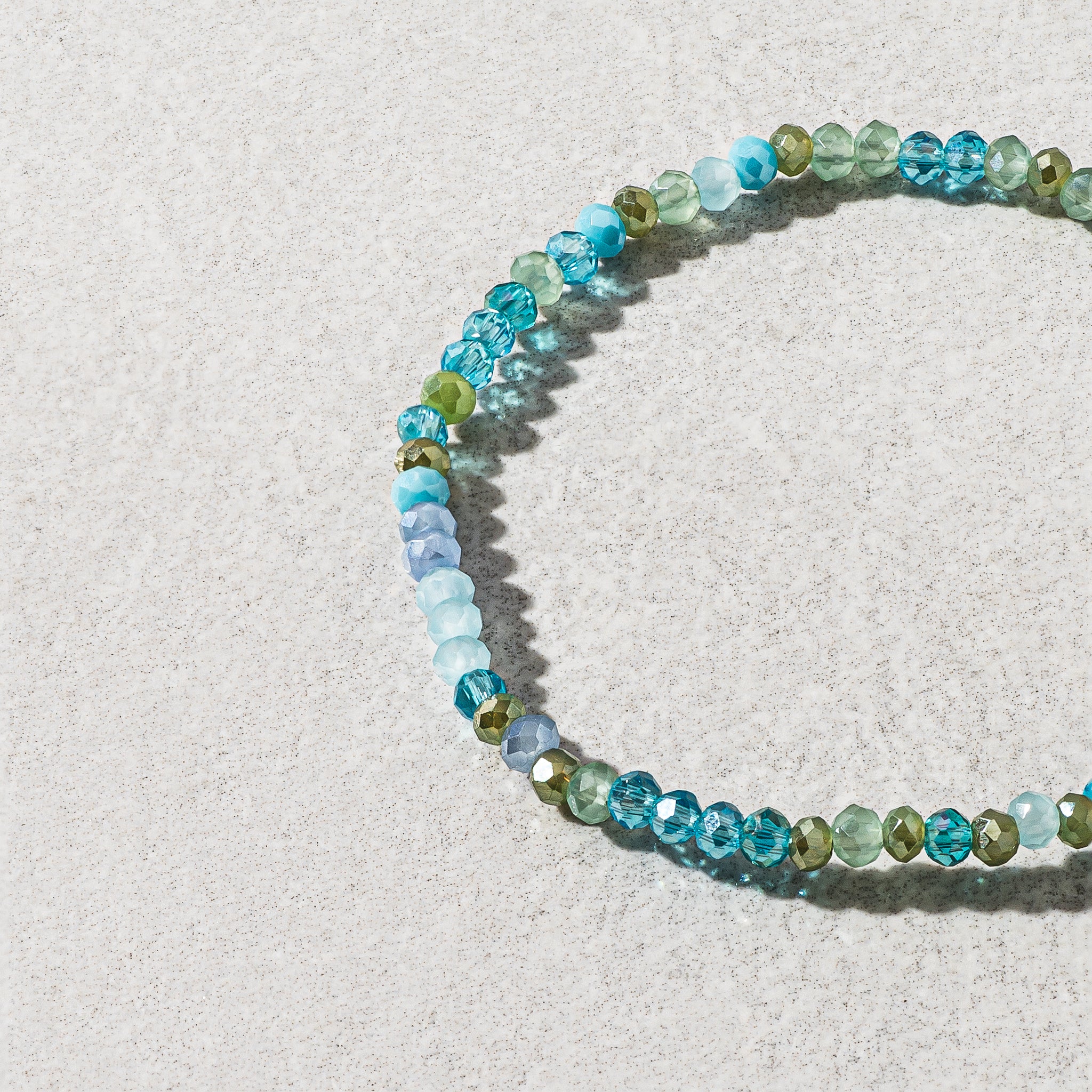 2mm Ocean Blue Multicolored Crystal Beaded Bracelet