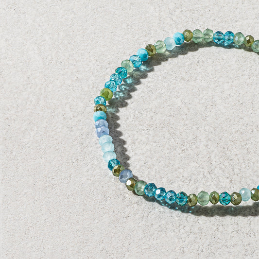 2mm Ocean Blue Multicolored Crystal Beaded Bracelet