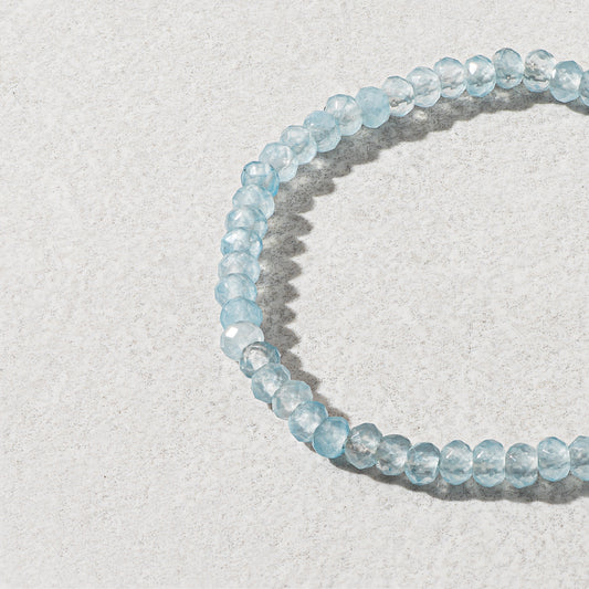 4mm Powder Blue Faceted Jade Beaded Bracelet