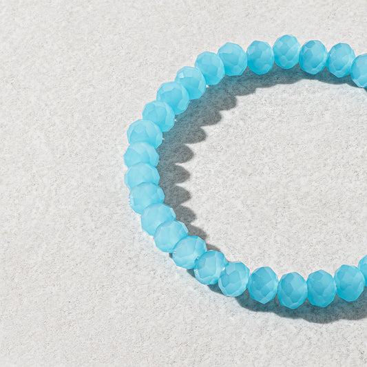 6mm Sheer Blue Crystal Beaded Bracelet