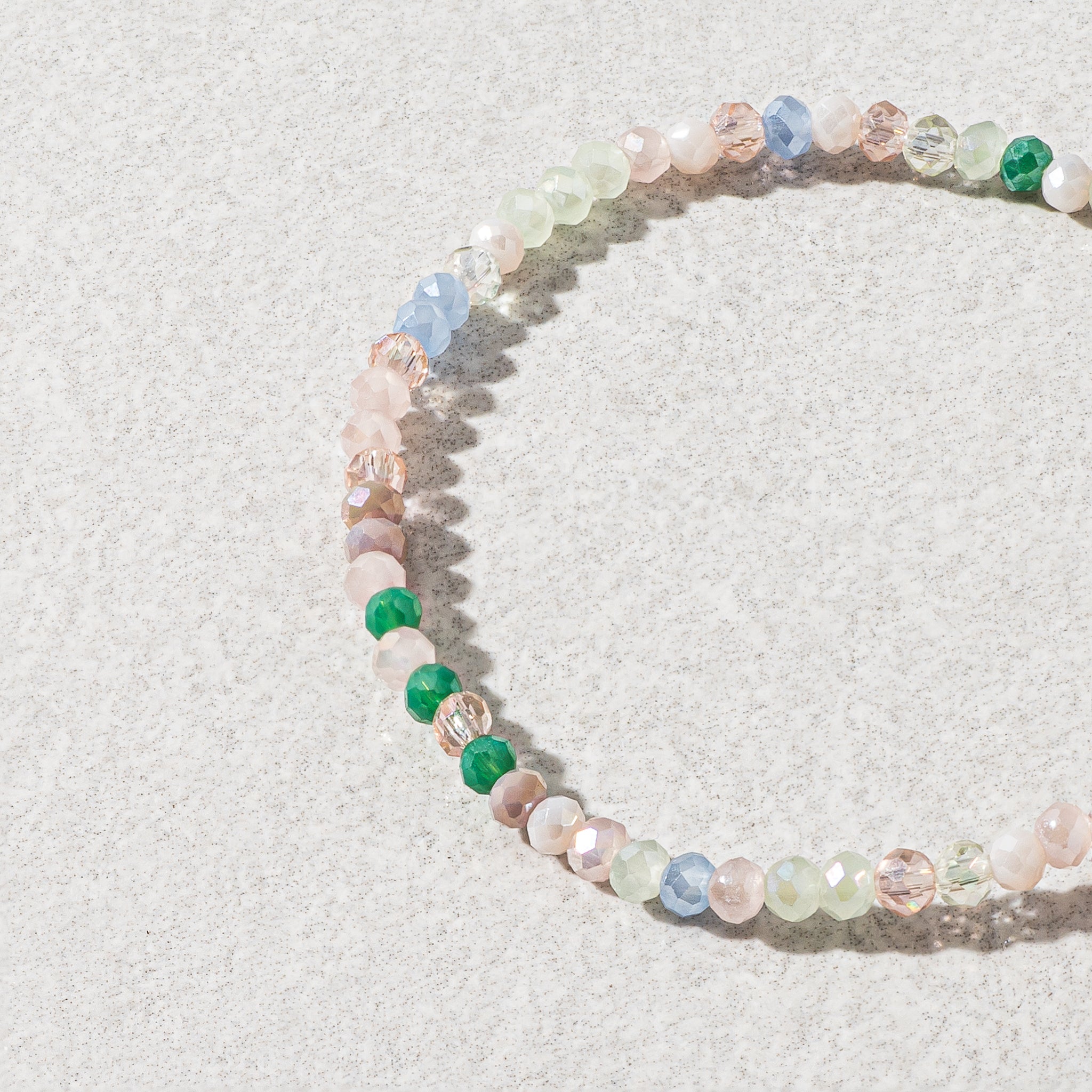 2mm Bright Green Multicolored Crystal Beaded Bracelet