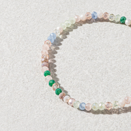 2mm Bright Green Multicolored Crystal Beaded Bracelet