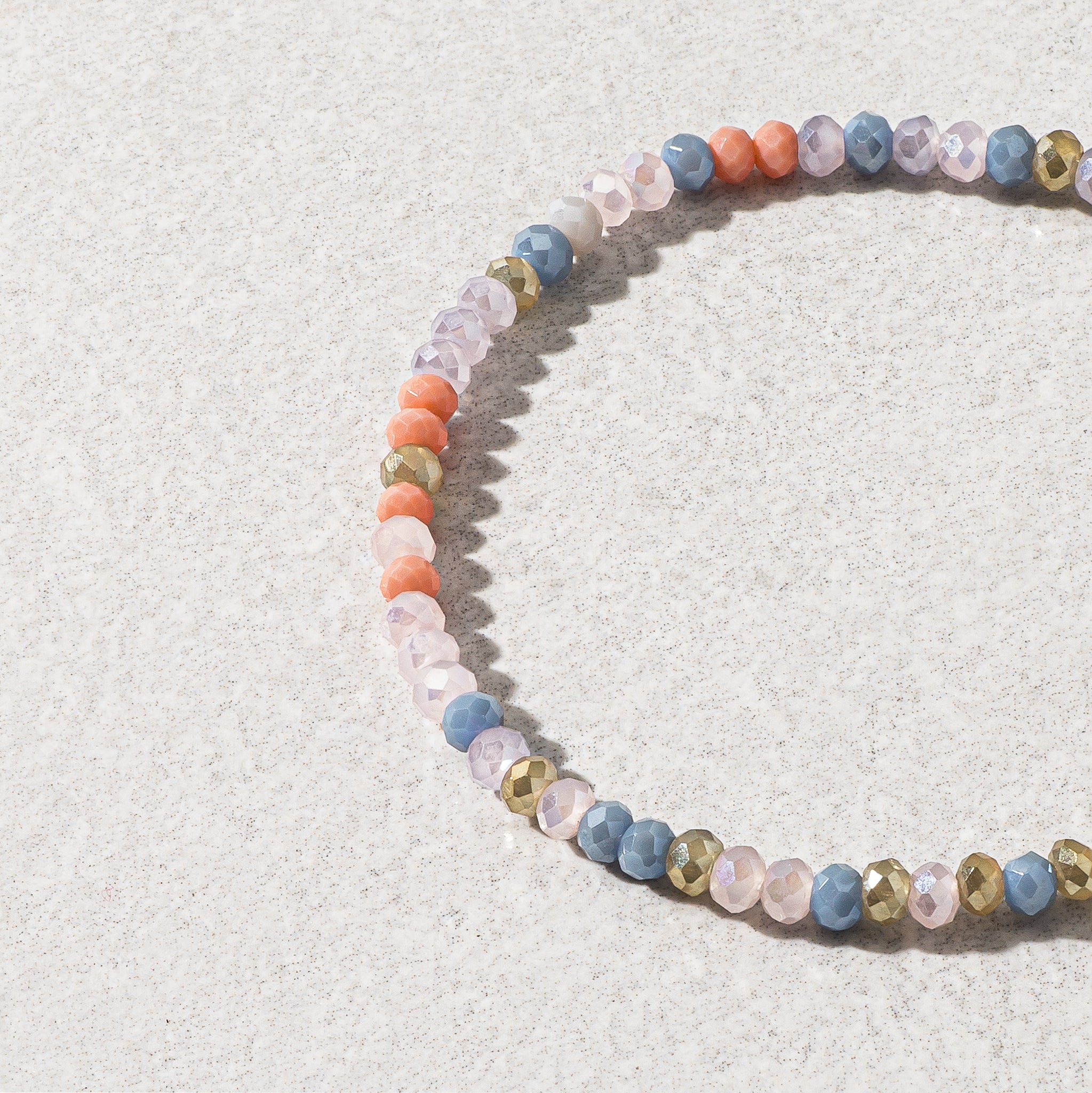 2mm Peach Multicolored Crystal Beaded Bracelet
