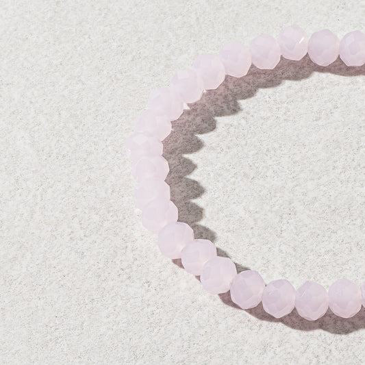 6mm Sheer Pink Crystal Beaded Bracelet