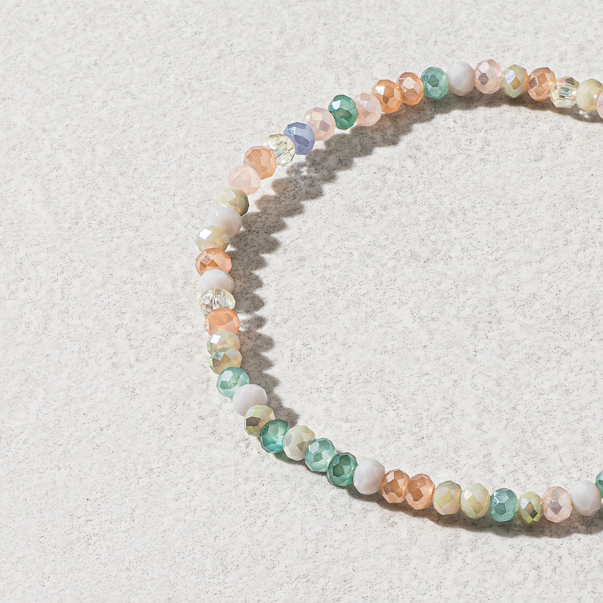 2mm Soft Green Multicolored Crystal Beaded Bracelet