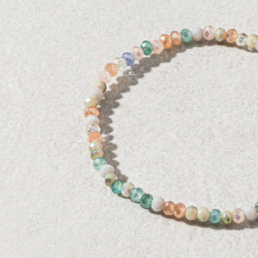 2mm Soft Green Multicolored Crystal Beaded Bracelet