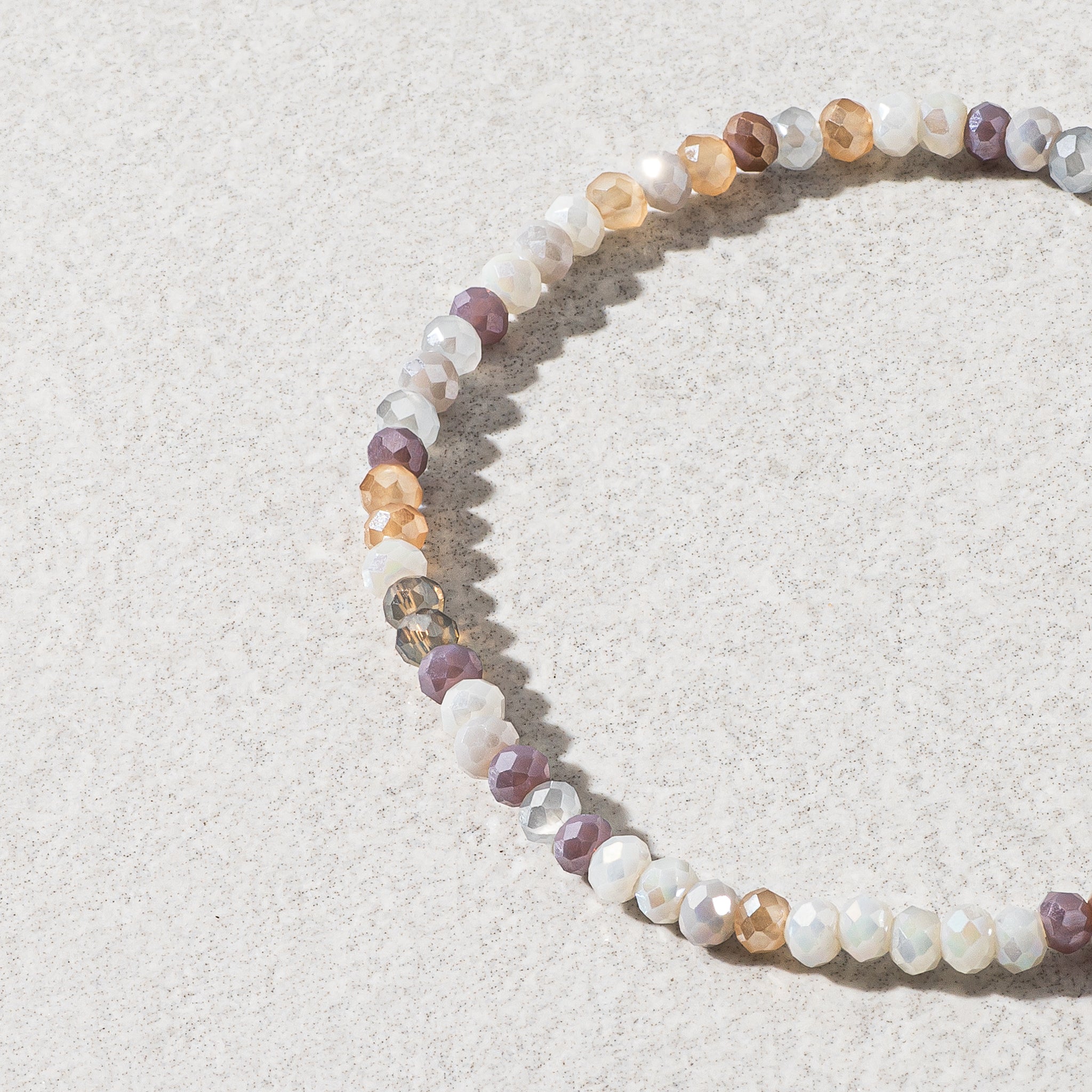 2mm Mocha Multicolored Crystal Beaded Bracelet