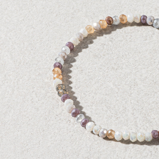 2mm Mocha Multicolored Crystal Beaded Bracelet