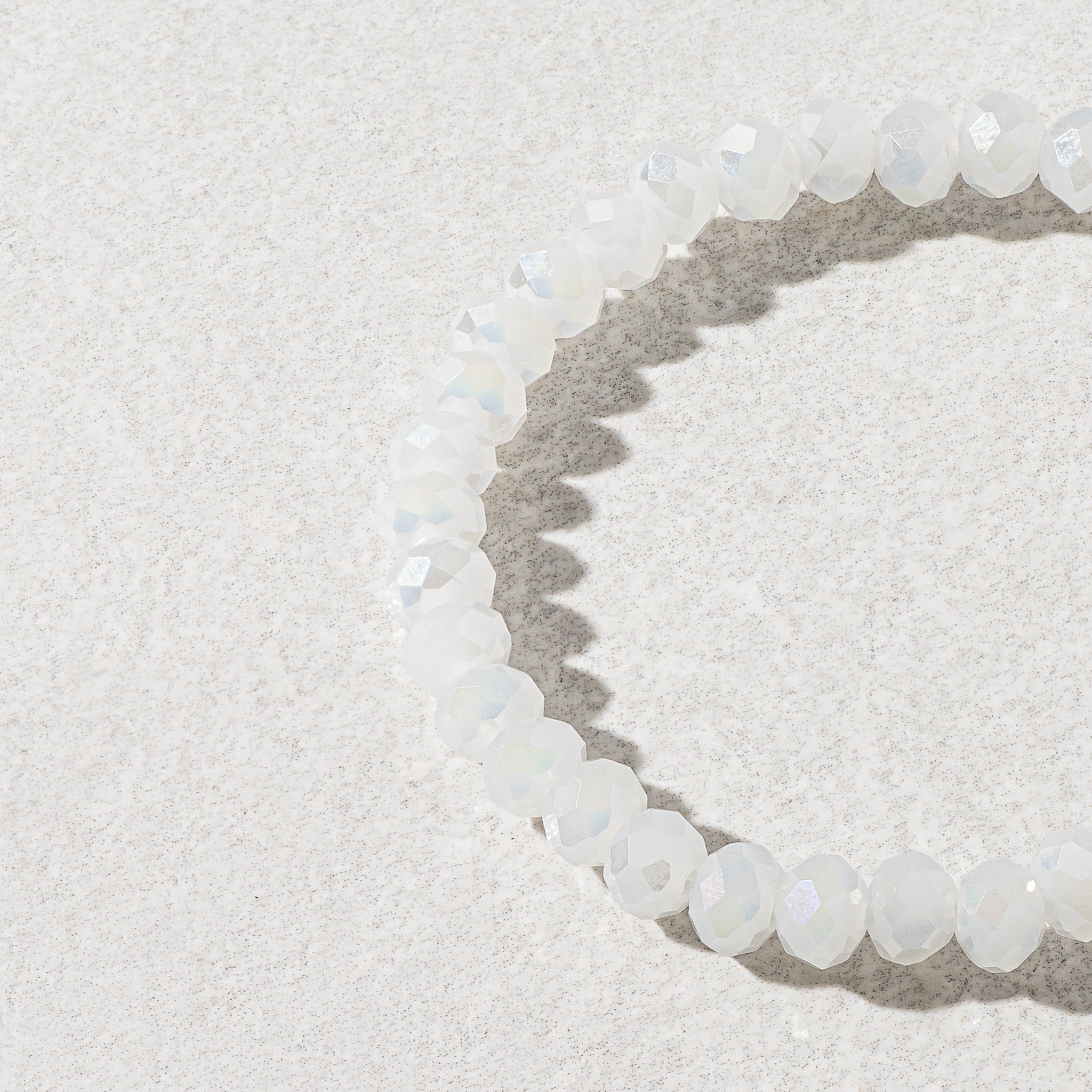 4mm Sparkly White Crystal Beaded Bracelet