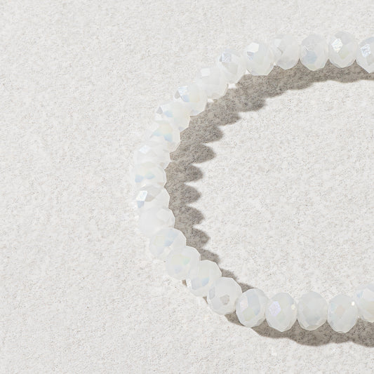 4mm Sparkly White Crystal Beaded Bracelet