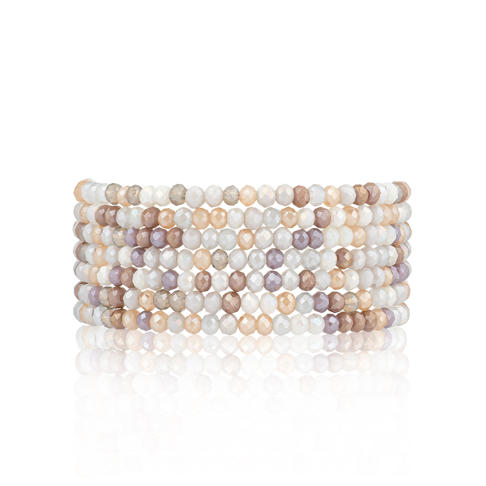 2mm Mocha Multicolored Crystal and Yellow Cubic Zirconia Seven Wrap Bracelet and Necklace