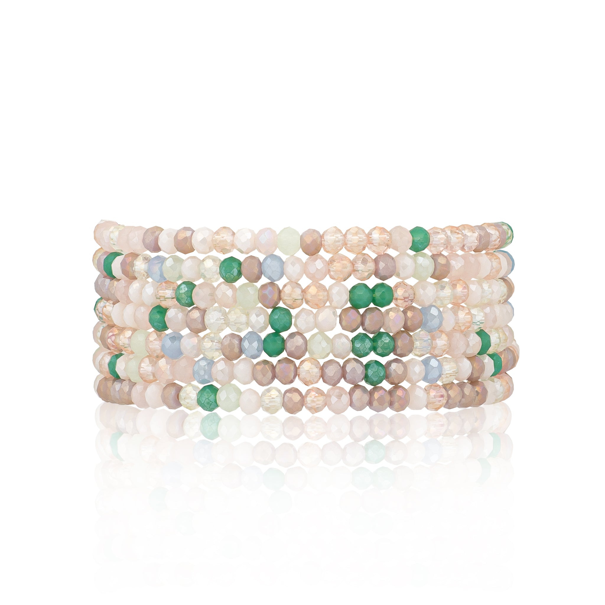 2mm Bright Green Multicolored Crystal Seven Wrap