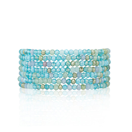 2mm Ocean Blue Multicolored Crystal Seven Wrap