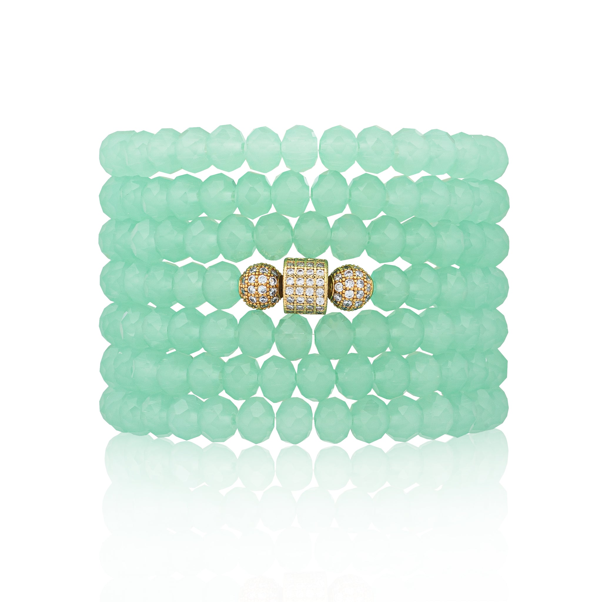 6mm Sheer Green Crystal and Yellow Cubic Zirconia Seven Wrap Bracelet and Necklace