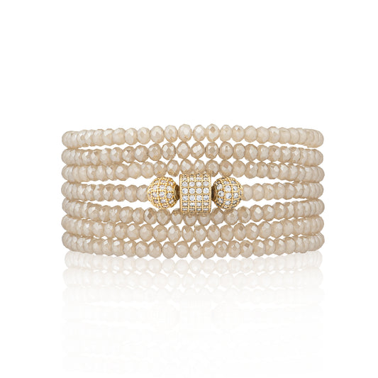 Champagne Quartz Seven Wrap Cubic Zirconia Yellow Bracelet & Necklace