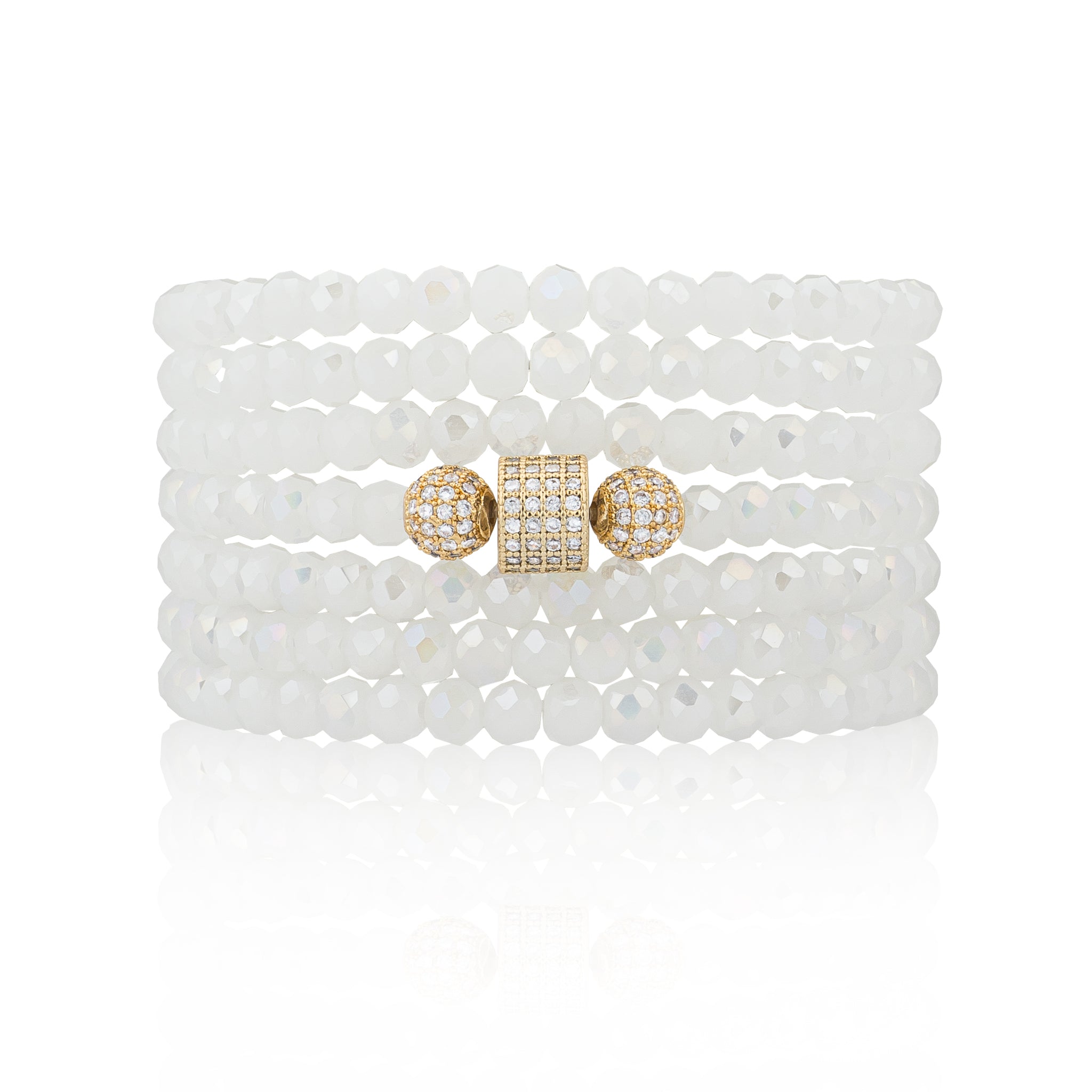 4mm Sparkly White Crystal and Yellow Cubic Zirconia Seven Wrap Bracelet and Necklace
