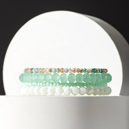 2mm Soft Green Multicolored Crystal Beaded Bracelet