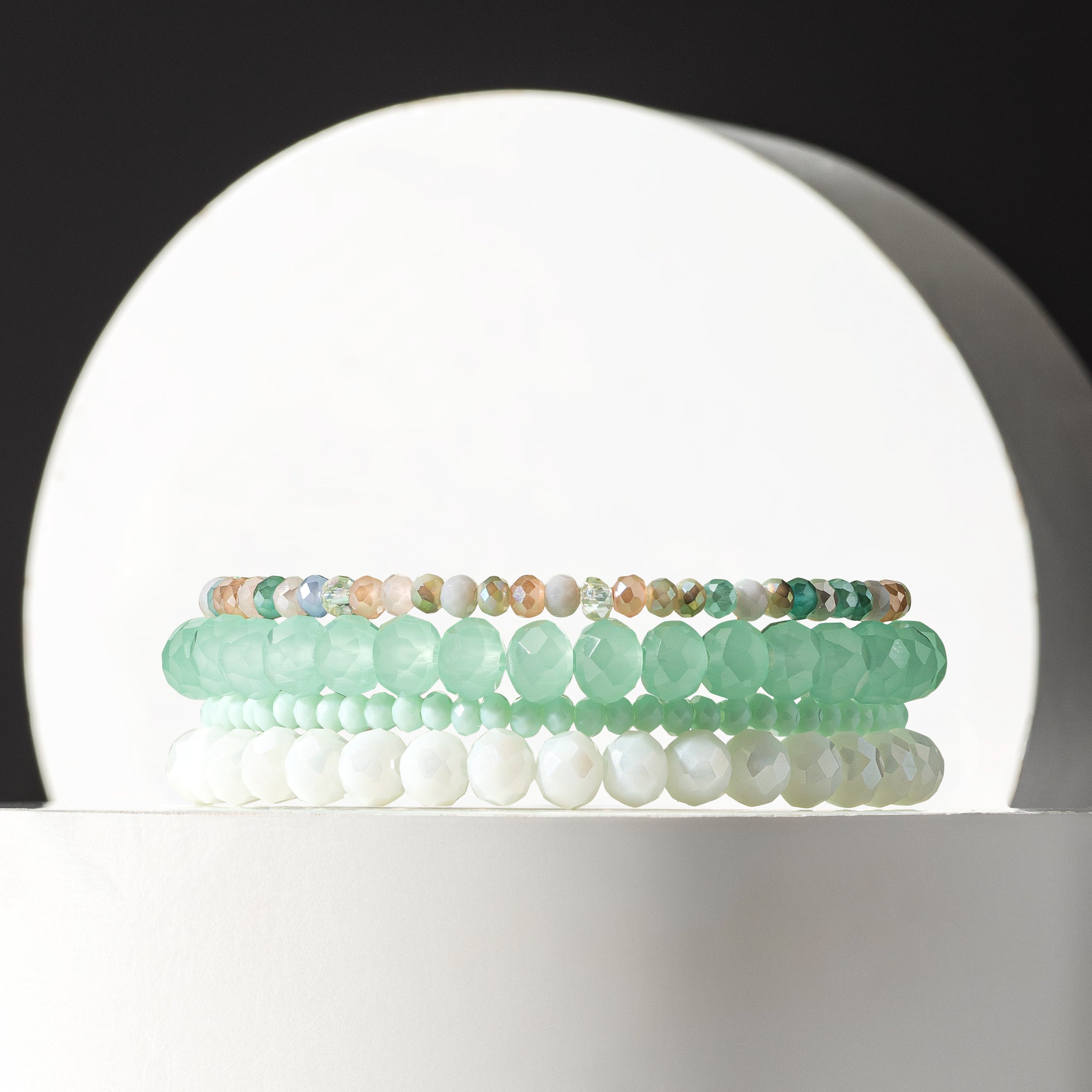 2mm Mint Green Crystal Beaded Bracelet