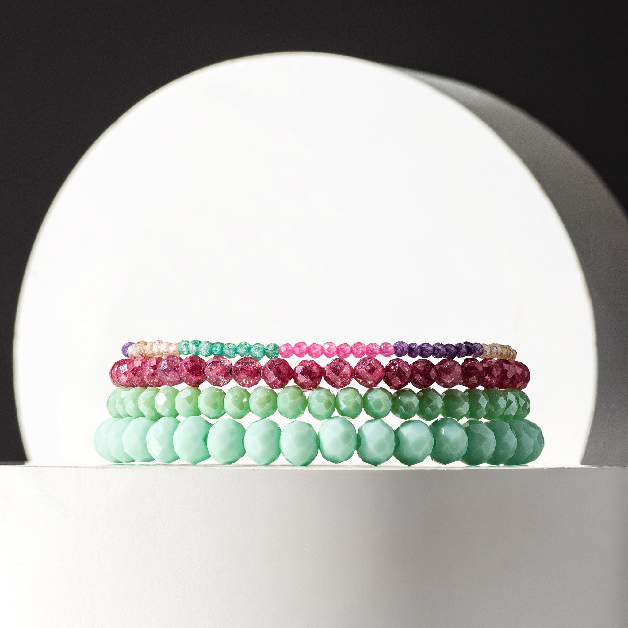 4mm Sparkly Green Crystal Beaded Bracelet
