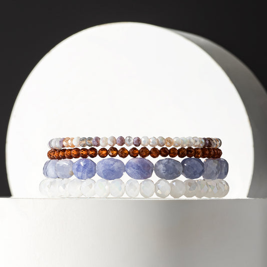 2mm Mocha Multicolored Crystal Beaded Bracelet