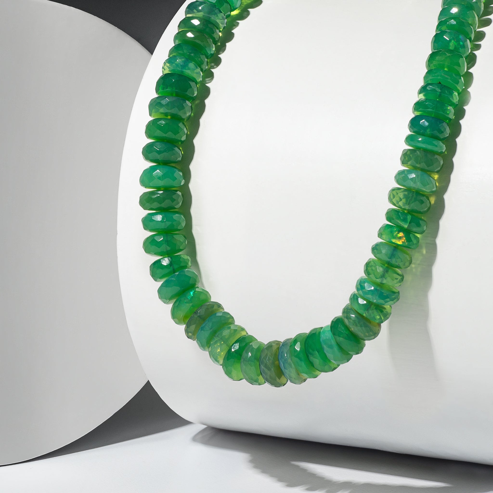 Enhanced Green Opal Fixed Beaded Necklace