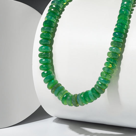 Enhanced Green Opal Fixed Beaded Necklace