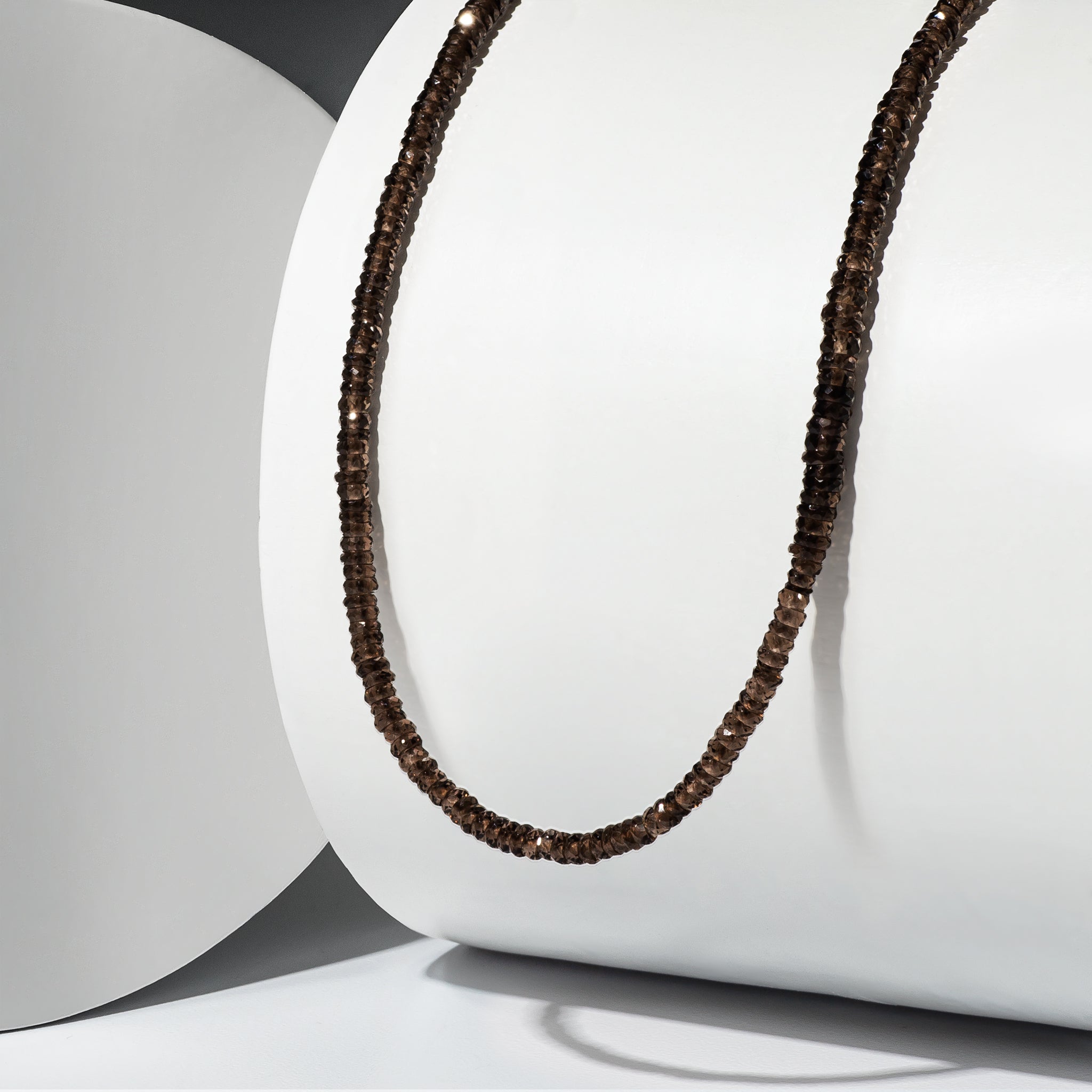 Smokey Quartz Fixed Beaded Necklace 26"