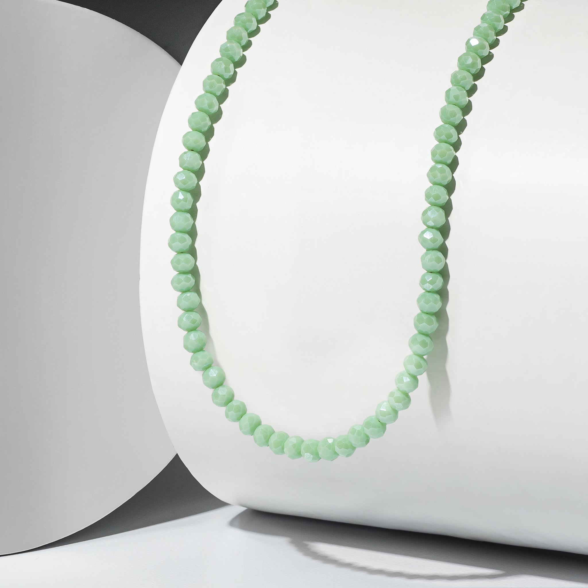 4mm Sparkly Green Crystal Beaded Adjustable Necklace