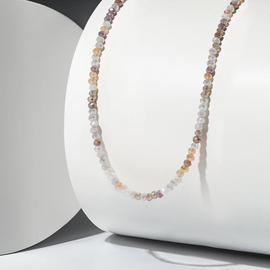 2mm Mocha Multicolored Crystal Beaded Adjustable 15"-17"