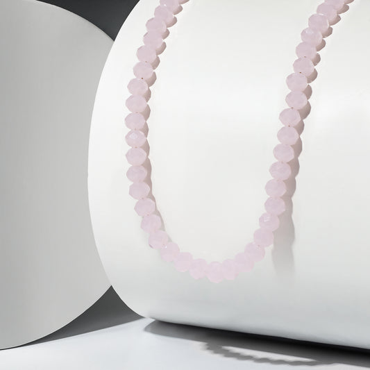 6mm Sheer Pink Crystal Beaded Adjustable Necklace