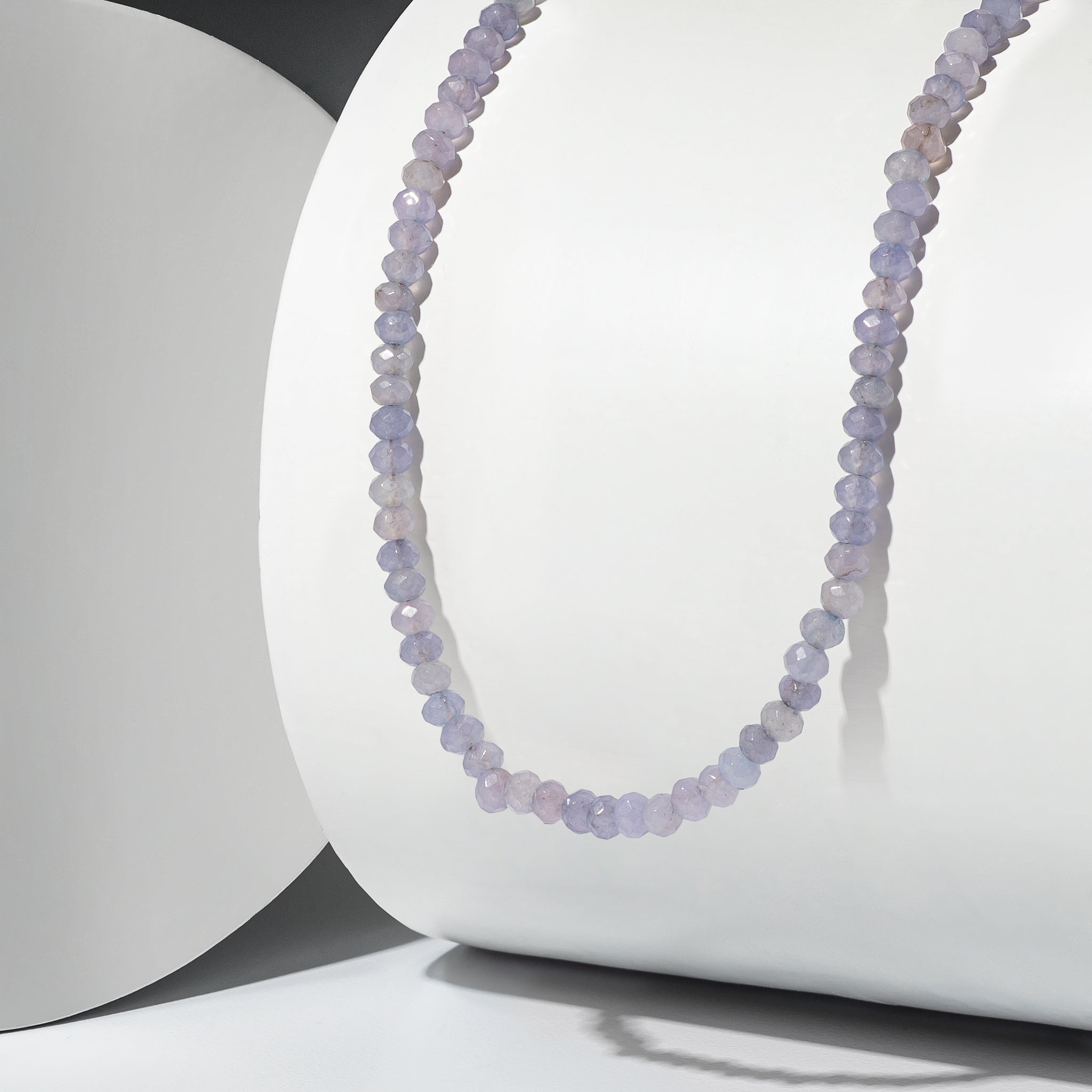 4mm Lavender Faceted Jade Beaded Adjustable Necklace