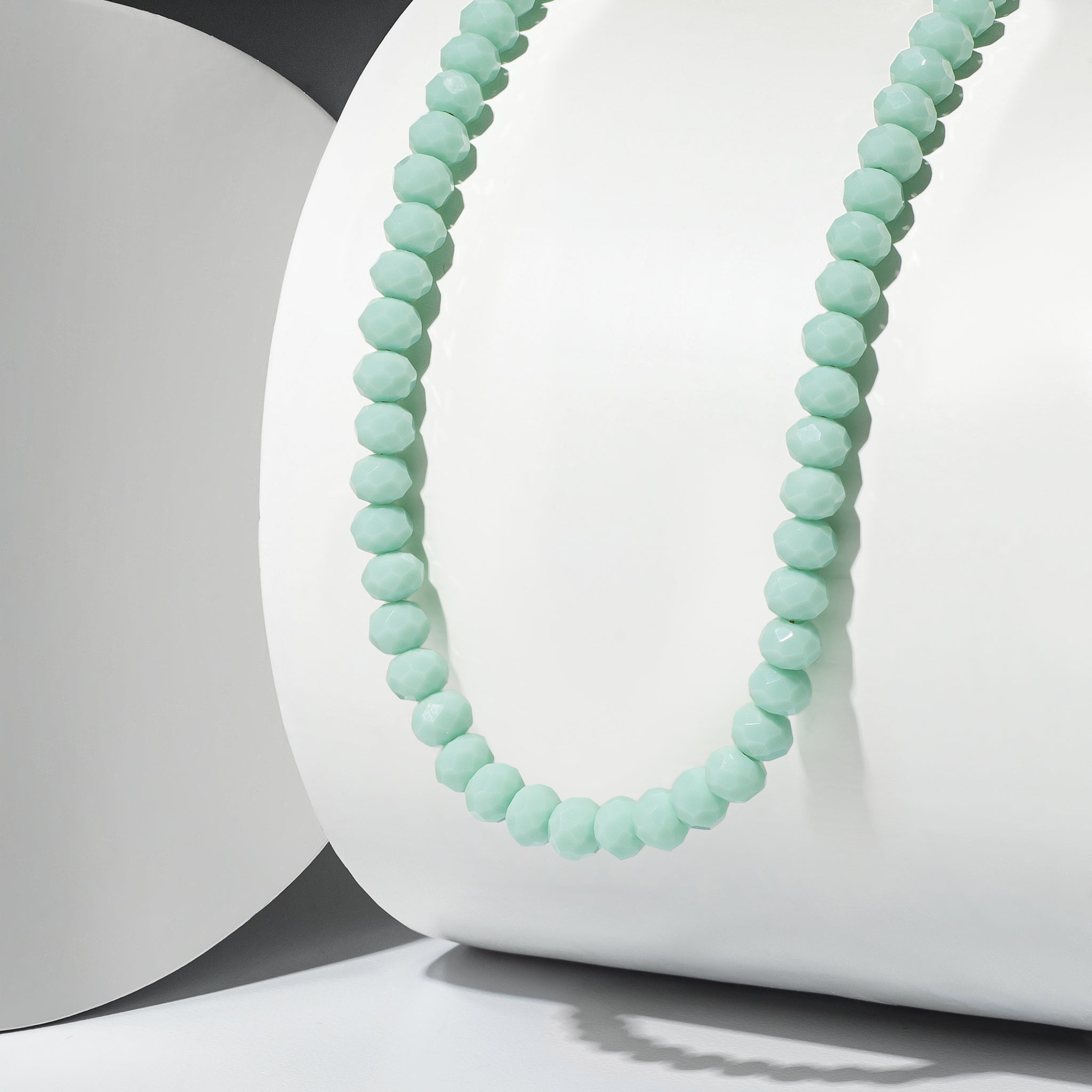 6mm Mint Green Crystal Beaded Adjustable Necklace