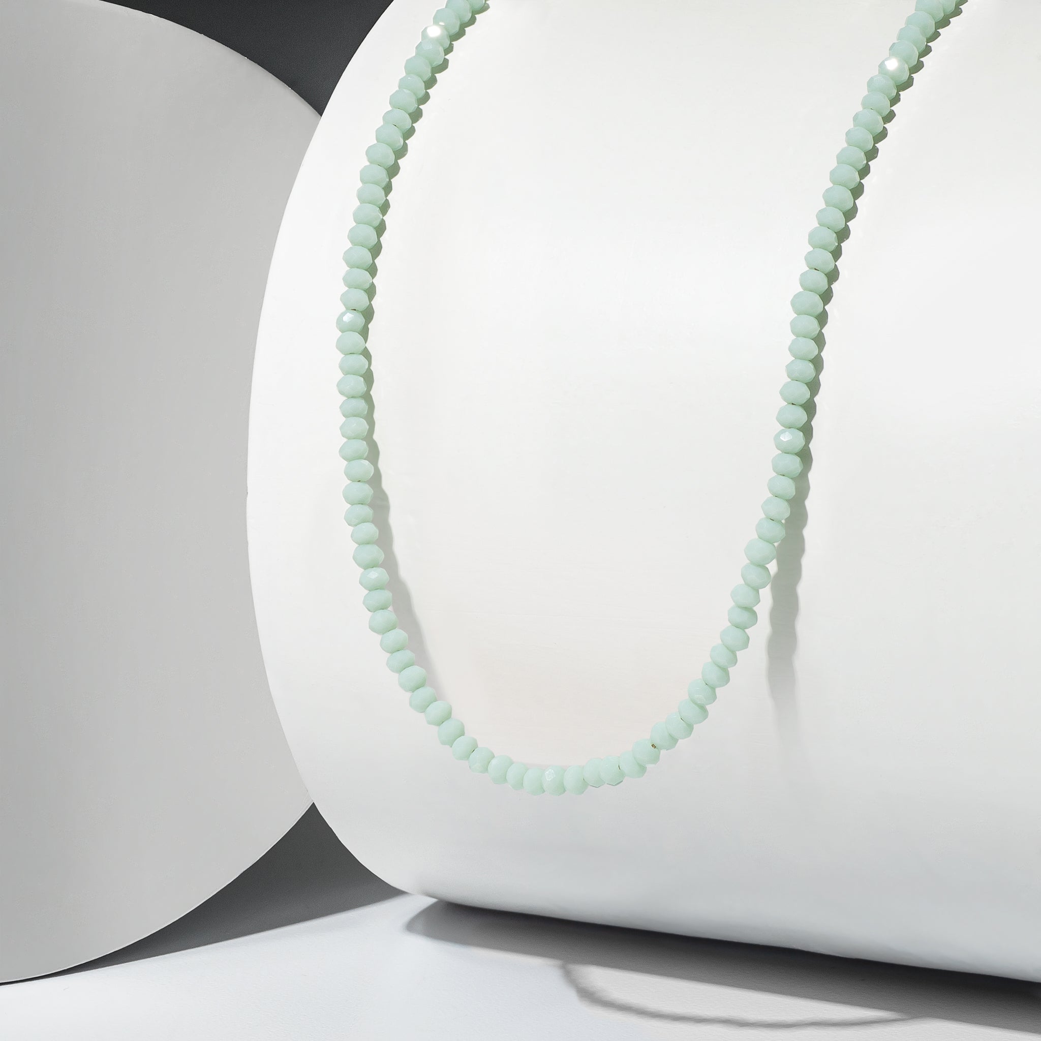 2mm Mint Green Crystal Beaded Adjustable Necklace