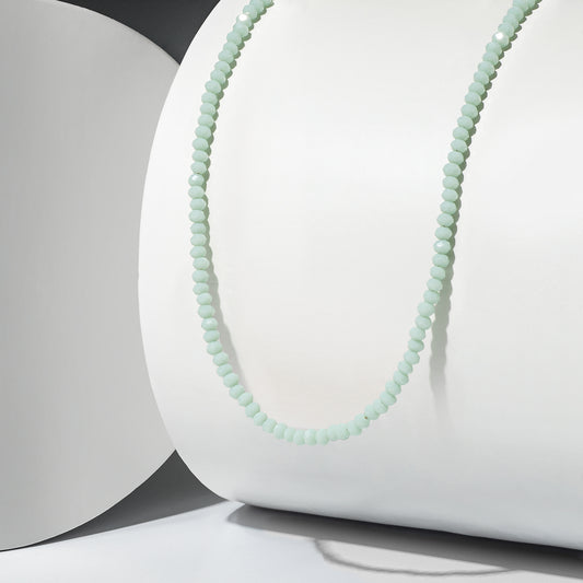 2mm Mint Green Crystal Beaded Adjustable Necklace