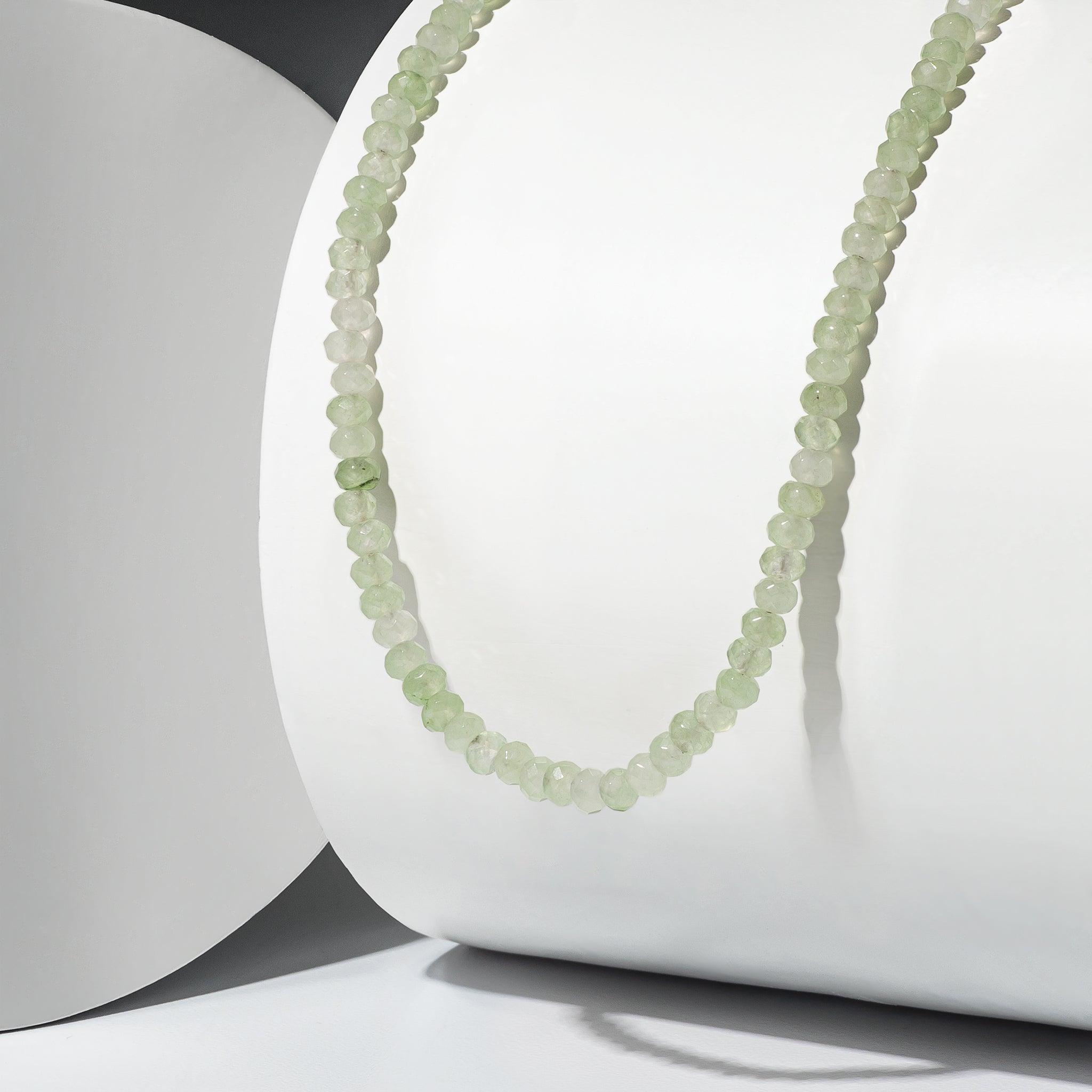 4mm Bright Green Jade Beaded Adjustable Necklace