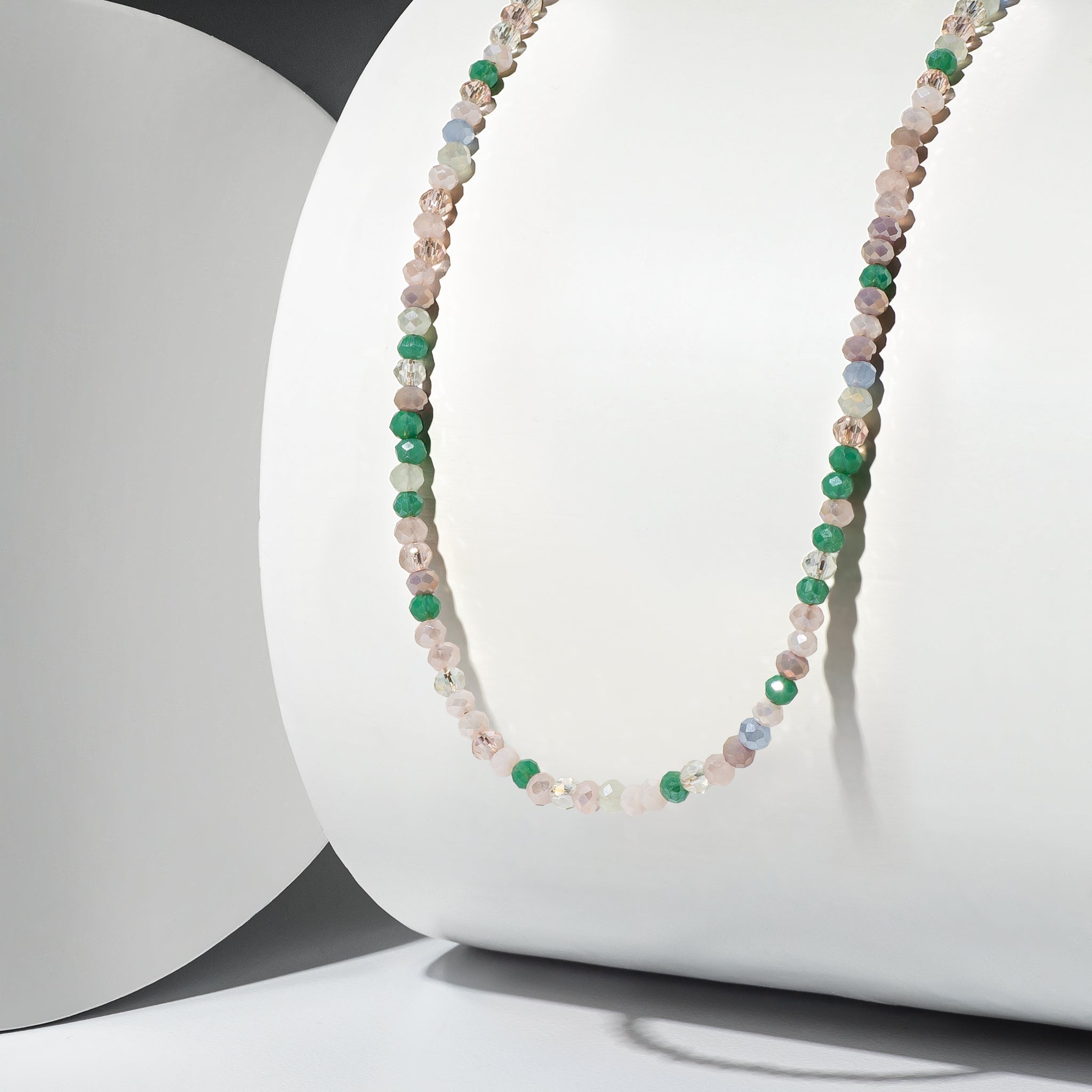 2mm Bright Green Multicolored Crystal Beaded Adjustable 15"-17"